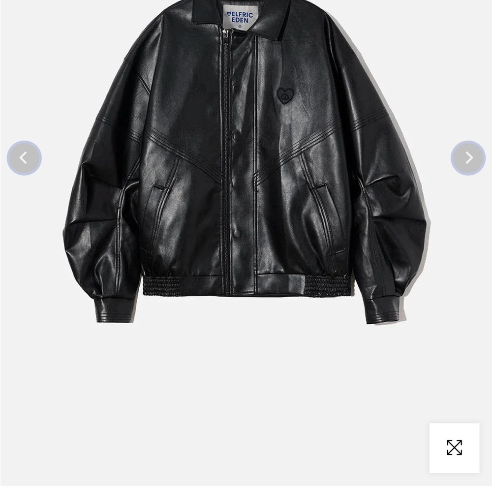Aelfric Eden Black Faux Leather Bomber Jacket